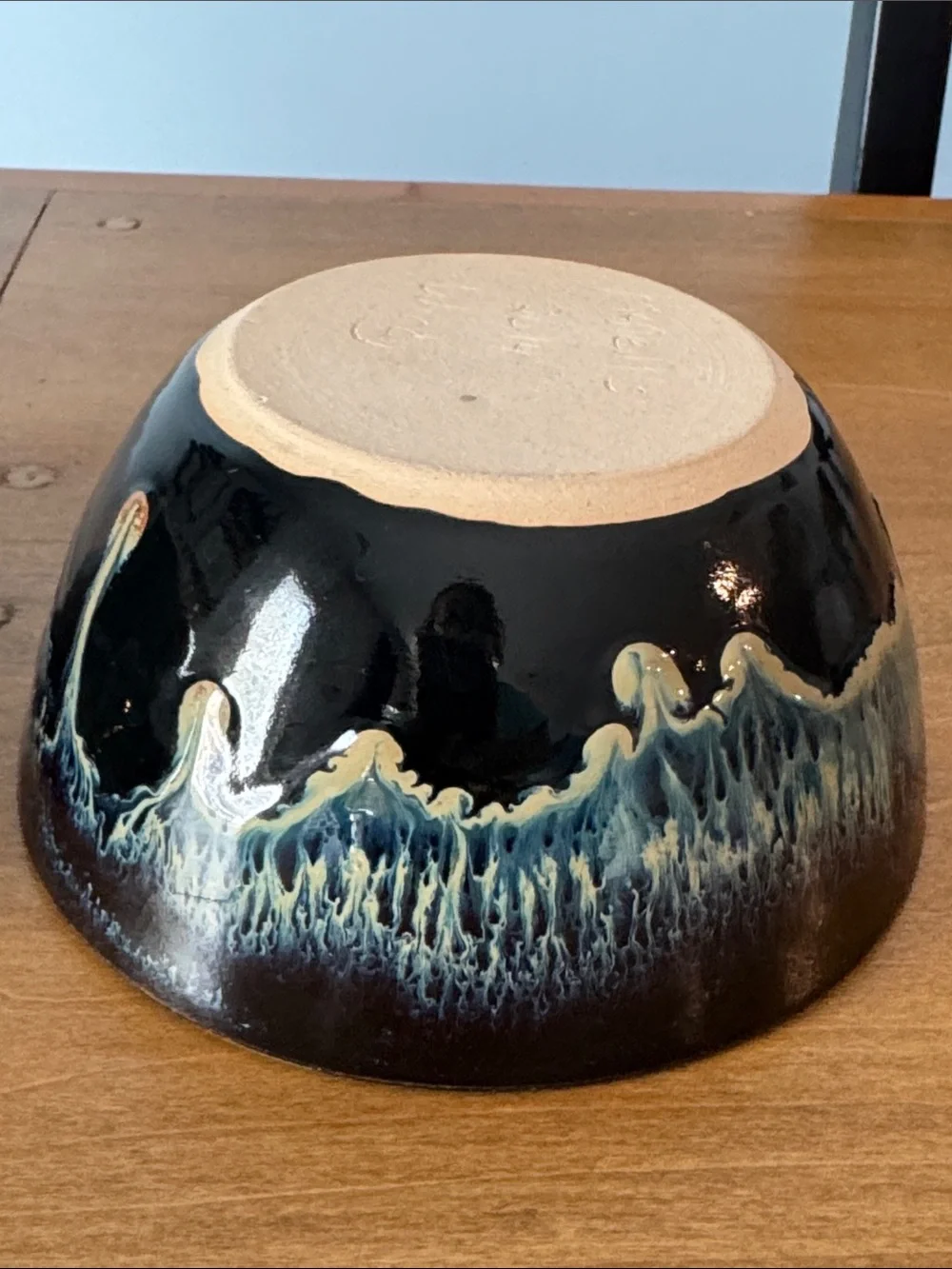 McNeill’s Pottery Apple Bakers Set of 2 Drip-Glaze Bowls in Black and Blue